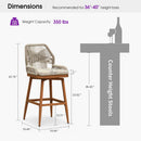 PURPLE LEAF Outdoor Swivel Counter Height Bar Stools Set of 2 Patio 360° Rotating All-Weather Wicker Stools with Back and Cushion for Outside Backyard Kitchen Bistro Garden Bar