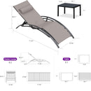 PURPLE LEAF Patio Chaise Lounge Set Outdoor Beach Pool Sunbathing Lawn Lounger Recliner Chair Outside Chairs with Side Table Included