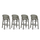 PURPLE LEAF Outdoor Bar Stools Set of 2 Rattan Patio Tall Bar Chairs Aluminum Frame with Back Barstools for Kitchen Garden Backyard Bistros Restaurant