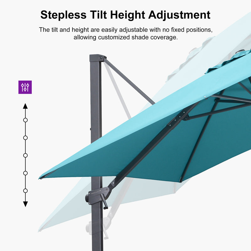 PURPLE LEAF Stepless Tilt Cantilever Umbrella Affordable Outdoor Patio Umbrella