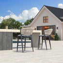 PURPLE LEAF Counter Height Bar Stool Set of 2 Outdoor Stool Chair with Footrest Patio Bar Height Stools Rattan Barstools for Outdoor or Indoor