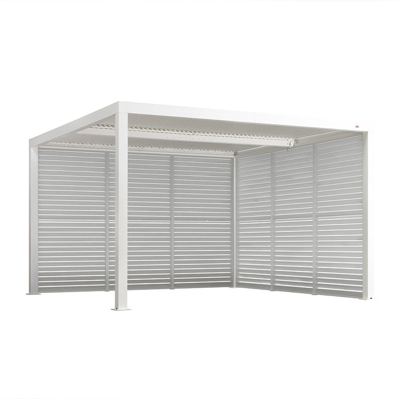 PURPLE LEAF Louvered Pergola white Outdoor Aluminum Pergola with Shutter Wall Adjustable Gazebo Rainproof for Patio Deck Garden