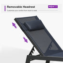 PURPLE LEAF Outdoor Lounge Chair Patio Chaise Pool Lounger Aluminum Frame with Side Table and Wheels for Outside Sunbathing Tanning Recliner Including Pillows