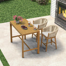 PURPLE LEAF Counter Stools, Bar Stools Set of 2 Rattan Bar Stools Wicker Bar Chairs Woven Aluminum Barstools with Back and Cushions