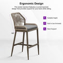 Clearance - PURPLE LEAF Patio Sunbrella Bar Stools Rattan Bar Aluminum Bar Stool Outdoor Barstools with Back and Cushion for Garden Kitchen Island
