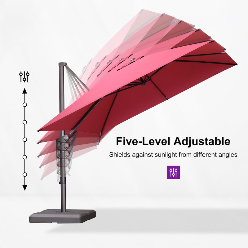 PURPLE LEAF Patio Cantilever Umbrella with Aluminum Offset Hanging for Pool Garden Deck