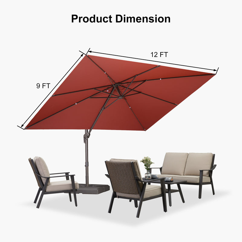 PURPLE LEAF Patio Cantilever Umbrella with Aluminum Offset Hanging for Pool Garden Deck