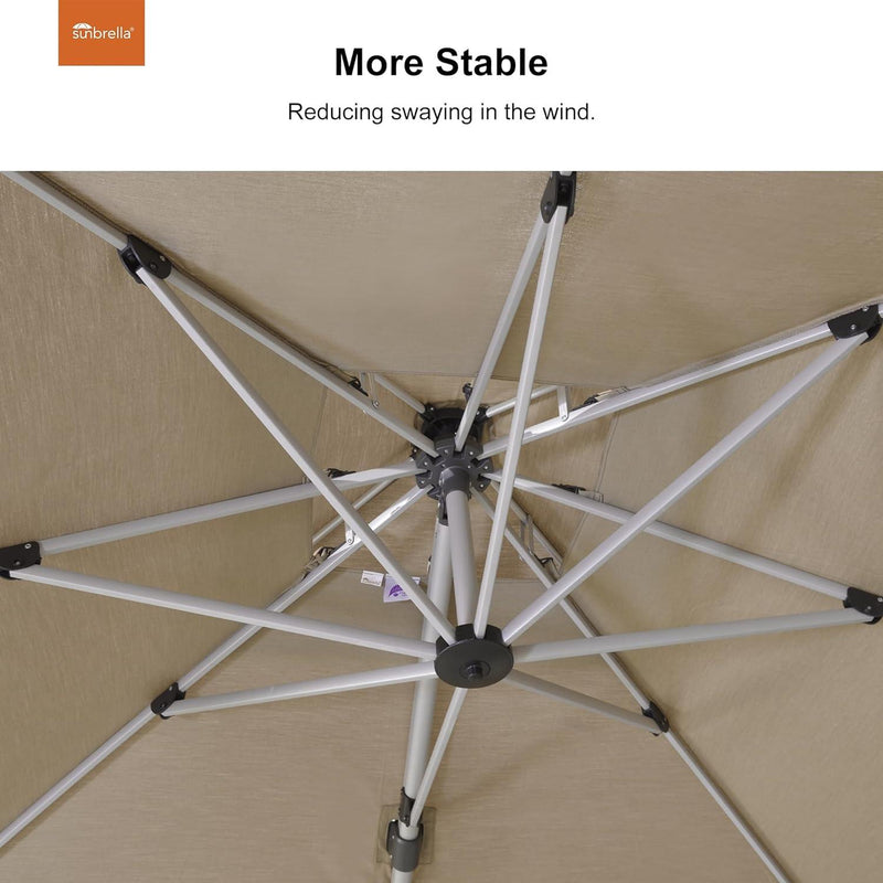 PURPLE LEAF SUNBRELLA Fabric Double Top Square Cantilever Umbrella with Wood Pattern
