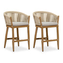 PURPLE LEAF Bar Stools Set of 2 Rattan Bar Stools with Cushions AluminumBar Chairs for Outdoor or Indoor Kitchen Bar Stools