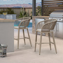 Clearance - PURPLE LEAF Outdoor Bar Stool Set of 2 Modern Rattan Bar Chairs with Woven Rope Back Wicker Patio Barstools for Indoor Kitchen Garden