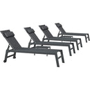 PURPLE LEAF Outdoor Lounge Chair Patio Chaise Pool Lounger Aluminum Frame with Side Table and Wheels for Outside Sunbathing Tanning Recliner Including Pillows