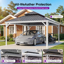 PURPLE LEAF White Metal Carport with Galvanized Steel Roof Aluminum Frame All-Weather Car Shelter