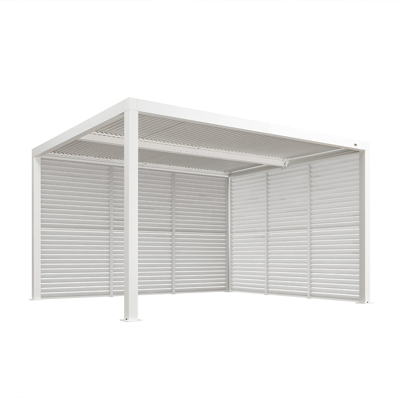 PURPLE LEAF Louvered Pergola white Outdoor Aluminum Pergola with Shutter Wall Adjustable Gazebo Rainproof for Patio Deck Garden