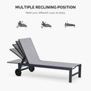 PURPLE LEAF Outdoor Chaise Lounge with Wheels Patio Lounge Chair Recliner