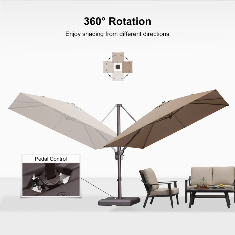 PURPLE LEAF Patio Cantilever Umbrella with Aluminum Offset Hanging for Pool Garden Deck