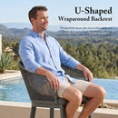 PURPLE LEAF Outdoor Bar Stools Patio Modern Aluminum Rattan High Back & Arms Bar Chairs with Removable Cushions and Pillows  for Outdoor or Indoor