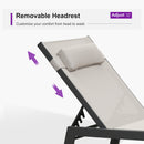 PURPLE LEAF Outdoor Lounge Chair Patio Chaise Pool Lounger Aluminum Frame with Side Table and Wheels for Outside Sunbathing Tanning Recliner Including Pillows