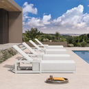 PURPLE LEAF Patio Lounge Chair Modern Outdoor Chaise Lounge with Adjustable Backrest Rattan Chaise Lounge Chairs for Pool Garden Backyard Beach