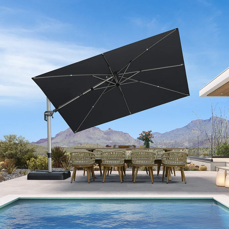 PURPLE LEAF Deluxe Left-Right Tilting Patio Umbrella Outdoor Swivel Cantilever Umbrellas