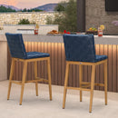 PURPLE LEAF Outdoor Counter Height Stools Set of 2, PU Leather Patio Bar Set with Aluminum Frame, Bar Chairs for Poolside, Garden, Kitchen Island