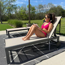 PURPLE LEAF Outdoor Chaise Lounge with Wheels Patio Lounge Chair Recliner