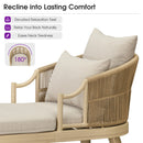 PURPLE LEAF Outdoor Lounge Chair, Patio Chaise Lounge with Cushioned Seat & Supportive Armrests, Ergonomic Aluminum Pool Lounge Chairs for Backyard Deck Poolside, Teak