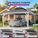 PURPLE LEAF White Metal Carport with Galvanized Steel Roof Aluminum Frame All-Weather Car Shelter