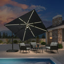 PURPLE LEAF Affordable Patio Umbrella with Lights 10ft Swivel Tiliting Outdoor Umbrella
