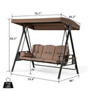 PURPLE LEAF 3-Seat Deluxe Outdoor Swing Patio Swing with Weather Resistant Steel Frame, Adjustable Tilt Canopy