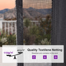 PURPLE LEAF Metal Gazebo Double Roof Wood Grain Aluminum Frame with Curtains Netting and Reinforcement Support Rods