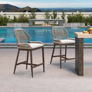 Clearance - PURPLE LEAF Patio Sunbrella Bar Stools Rattan Bar Aluminum Bar Stool Outdoor Barstools with Back and Cushion for Garden Kitchen Island