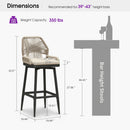PURPLE LEAF Outdoor Swivel Counter Height Bar Stools Set of 2 Patio 360° Rotating All-Weather Wicker Stools with Back and Cushion for Outside Backyard Kitchen Bistro Garden Bar