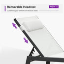 PURPLE LEAF Outdoor Lounge Chair Patio Chaise Pool Lounger Aluminum Frame with Side Table and Wheels for Outside Sunbathing Tanning Recliner Including Pillows