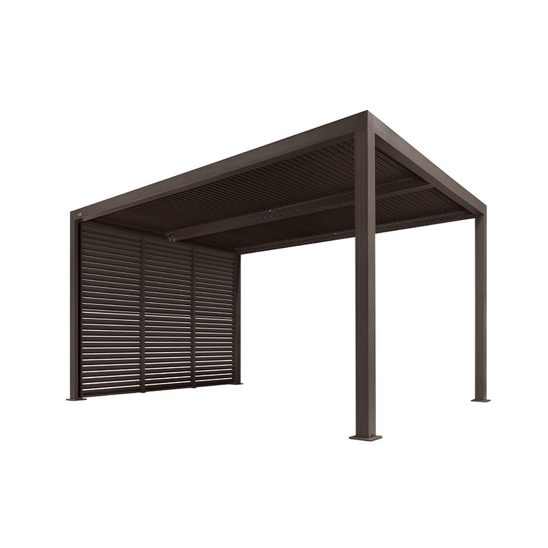 PURPLE LEAF Louvered Pergola Bronze Outdoor Aluminum Pergola with Shutter Wall Adjustable Gazebo Rainproof for Patio Deck Garden