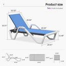 PURPLE LEAF Patio Chaise Lounge Plastic Pool Outdoor Lounge Chair with Aluminum Frame Stackable Patio Tanning Chairs for Poolside Sunbathing Beach Deck Yard
