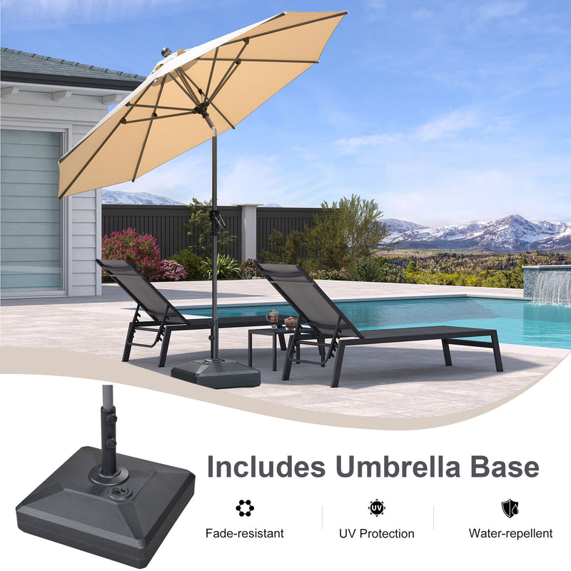 PURPLE LEAF Crank and Tilt Rectangular Outdoor Patio Market Umbrella with Base