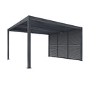 PURPLE LEAF Louvered Pergola Grey Outdoor Aluminum Pergola with Shutter Wall Adjustable Gazebo Rainproof for Patio Deck Garden