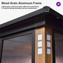 PURPLE LEAF Sunroom Hardtop Gazebo Solarium Wood Grain  Galvanized Steel Double Roof All-Weather Aluminum Outdoor Screen House