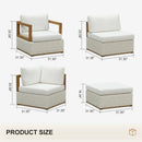 PURPLE LEAF Griffin white patio conversation set: product size diagram for modular components.