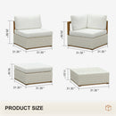 PURPLE LEAF Griffin L-shaped Patio Conversation Set White with Cushion Pillows Ottoman and Premium Leather for Patio Balcony
