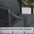 PURPLE LEAF Outdoor Lounge Chair, Patio Chaise Lounge with Cushioned Seat & Supportive Armrests, Ergonomic Aluminum Pool Lounge Chairs for Backyard Deck Poolside, Teak