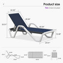 PURPLE LEAF Patio Chaise Lounge Plastic Pool Outdoor Lounge Chair with Aluminum Frame Stackable Patio Tanning Chairs for Poolside Sunbathing Beach Deck Yard