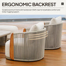 PURPLE LEAF Hailar L-Shaped Patio Conversation Set with Genuine Teak Cushions and Pillows Olefin Rope Backres Outdoor Couch Sets for Backyard Porch