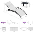 PURPLE LEAF Patio Chaise Lounge Set Outdoor Beach Pool Sunbathing Lawn Lounger Recliner Chair Outside Chairs with Side Table Included