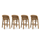 PURPLE LEAF Outdoor Bar Stools Set of 2 Rattan Patio Tall Bar Chairs Aluminum Frame with Back Barstools for Kitchen Garden Backyard Bistros Restaurant