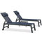 PURPLE LEAF Outdoor Lounge Chair Set of 3 Patio Chaise Pool Lounger Aluminum Frame with Side Table and Wheels for Outside Sunbathing Tanning Recliner Including Pillows