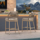 PURPLE LEAF Patio Sunbrella Bar Stools Set of 2  Rattan Bar Aluminum Bar Stool Outdoor Barstools with Back and Cushion for Garden Kitchen Island