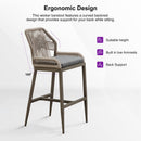 Clearance - PURPLE LEAF Patio Sunbrella Bar Stools Rattan Bar Aluminum Bar Stool Outdoor Barstools with Back and Cushion for Garden Kitchen Island