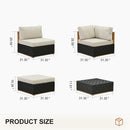 PURPLE LEAF Griffin Classical Patio Conversation Set Black with Cushion Pillows Ottoman and Aluminum Frame for Poolside Lounge