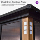 PURPLE LEAF Sunroom Hardtop Gazebo Solarium Wood Grain  Galvanized Steel Double Roof All-Weather Aluminum Outdoor Screen House